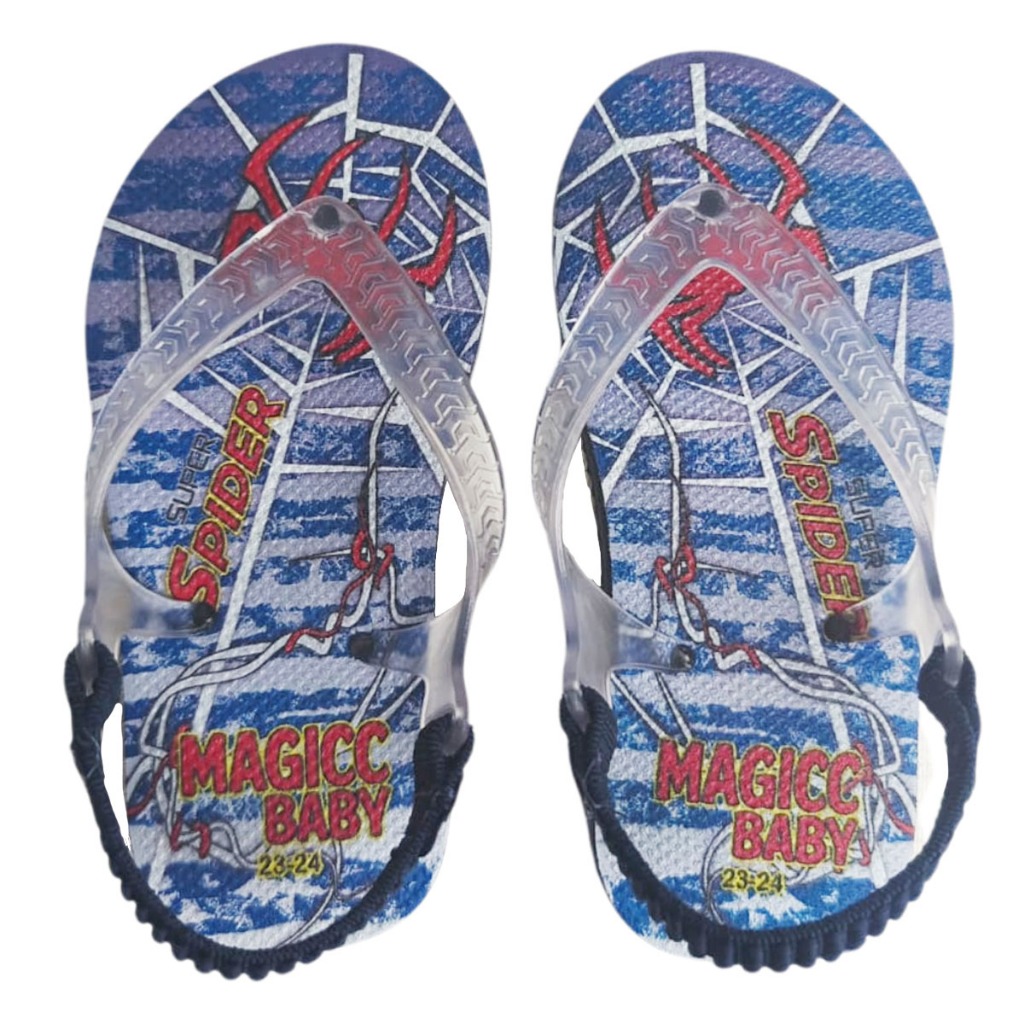 Chinelo Bebê Infantil Menino Sandália com Elástico Aranha Antiderrapante Leve Magicc Baby MB-006