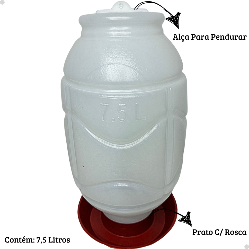 Detalhes do Kit 2 Bebedouro Aves Automático Galinhas Pintinhos Granja 7,5 Litros