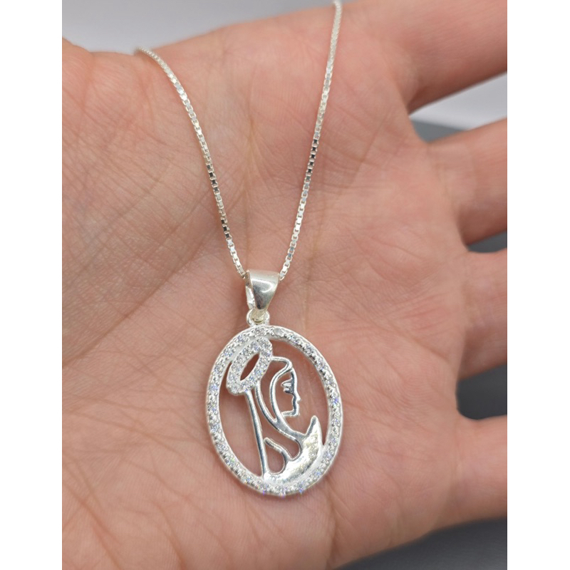 Pingente Nossa Senhora Aparecida- Prata 925- Colar com pingente Nossa Senhora Aparecida
