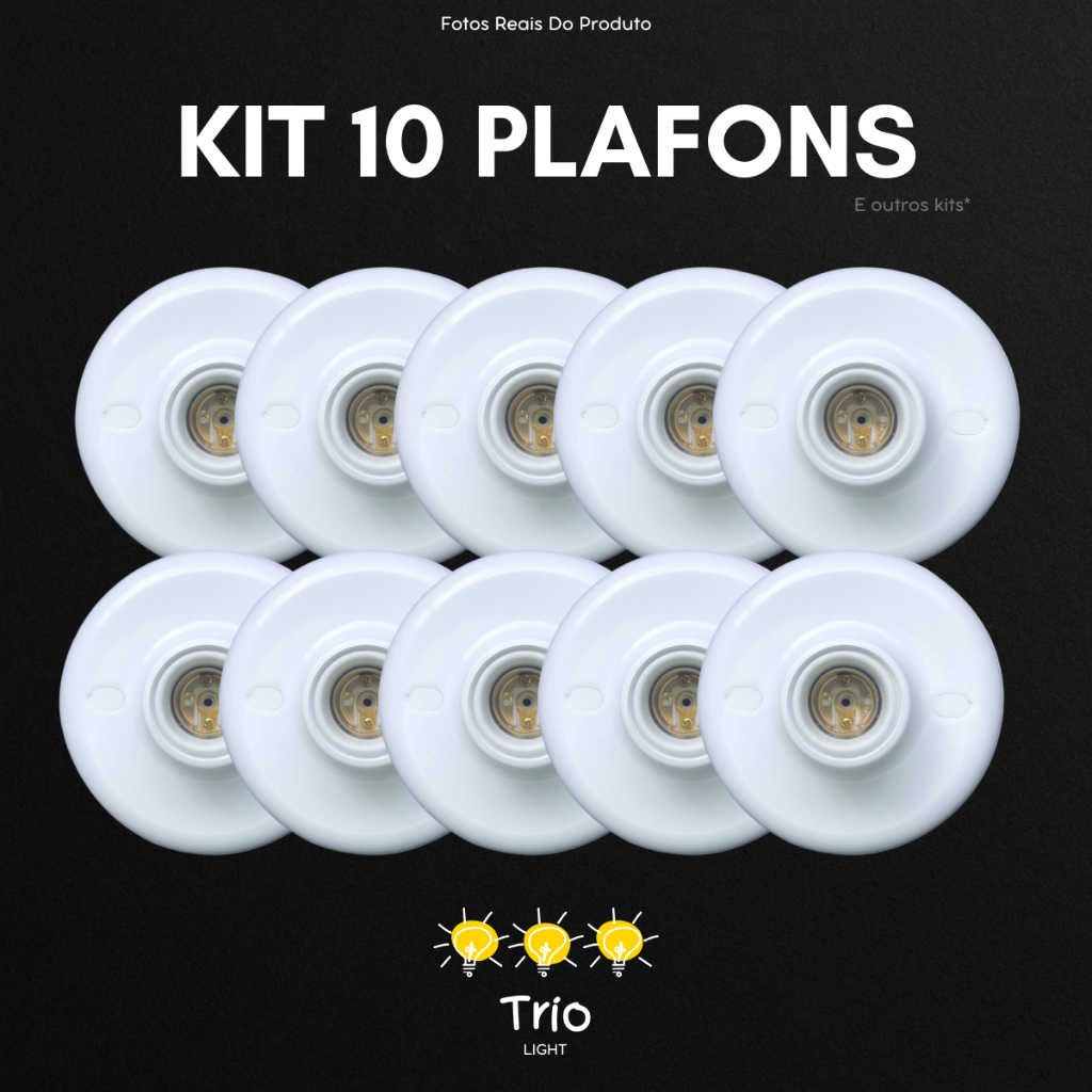 Kits Diversos Plafon Soquete E27 Branco Bivolt Plafonier Redondo Luminaria Bocal de Teto