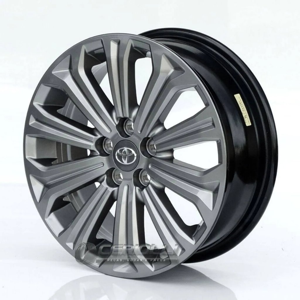 Kit 4 Rodas Aro 17 5x100 Toyota Corolla Krmai Cor Grafite Brilhante Bicos de Brinde S22