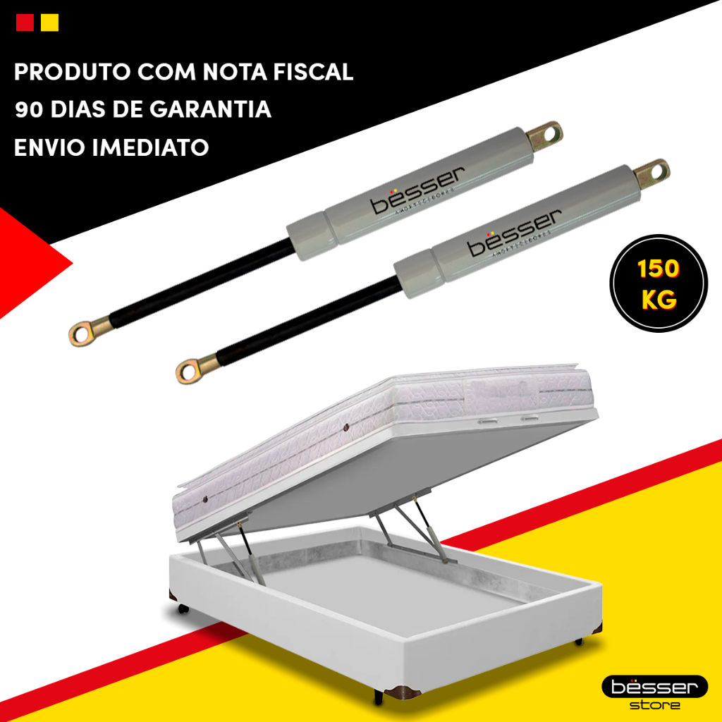 Kit Pistão a Gás Para Cama Box Baú 1500n 150kgf MG20186 Amortecedor a Gás Para Cama Box Baú Casal em Oferta na Shopee
