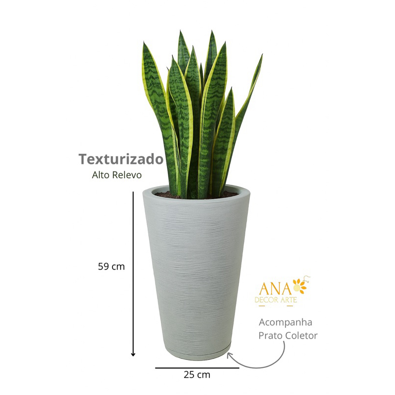 Kit 2 Vasos Grandes Para Planta 59x41x25 Coluna Escovada de Polietileno Com Prato Coletor em Oferta na Shopee