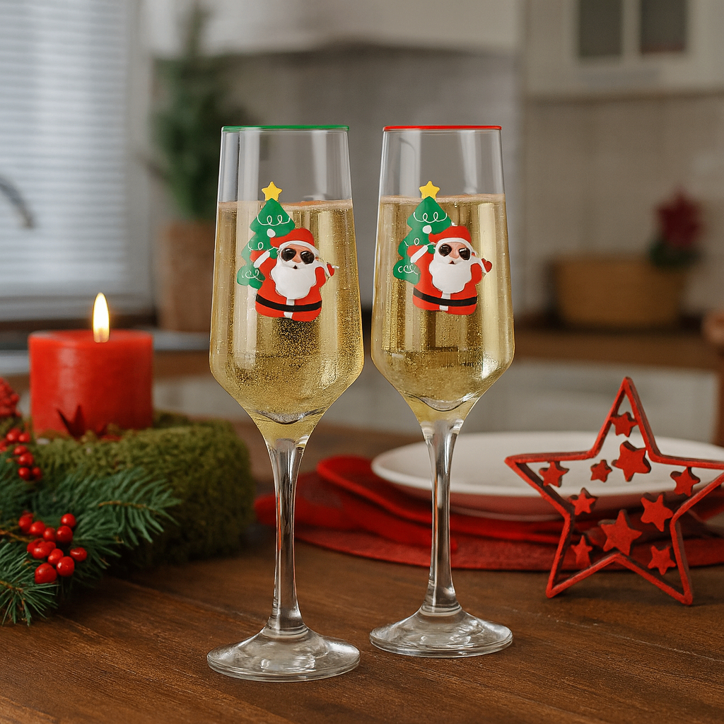 Taça de Champanhe Square Champagne Christmas 2 Peças, 240ml - Ruvolo em Oferta na Shopee