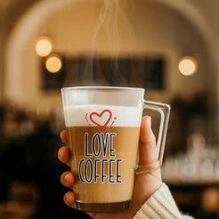 Caneca Para Chá e Café Modelo Roma Estampado Love Coffee Canecas para Café 230ml - Ruvolo