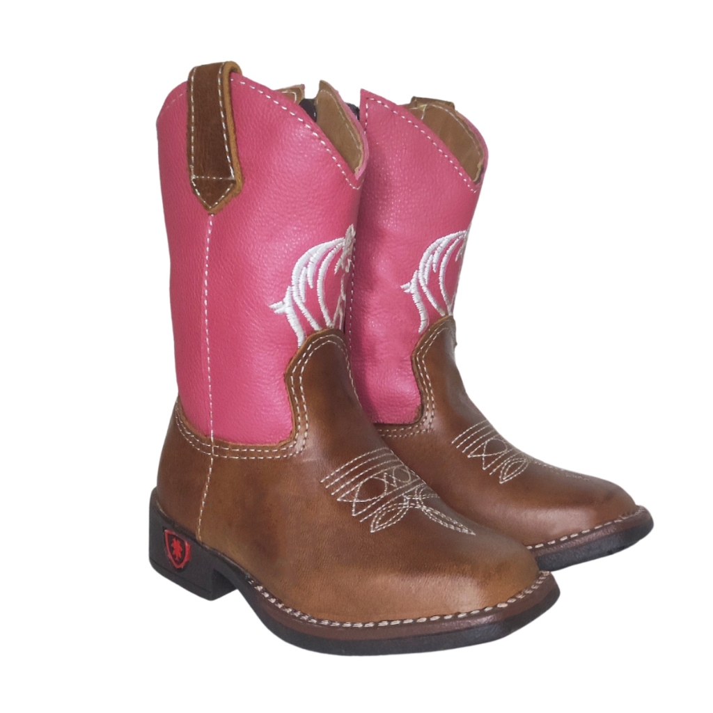 Bota Texana Infantil Country Feminino Botinha Couro