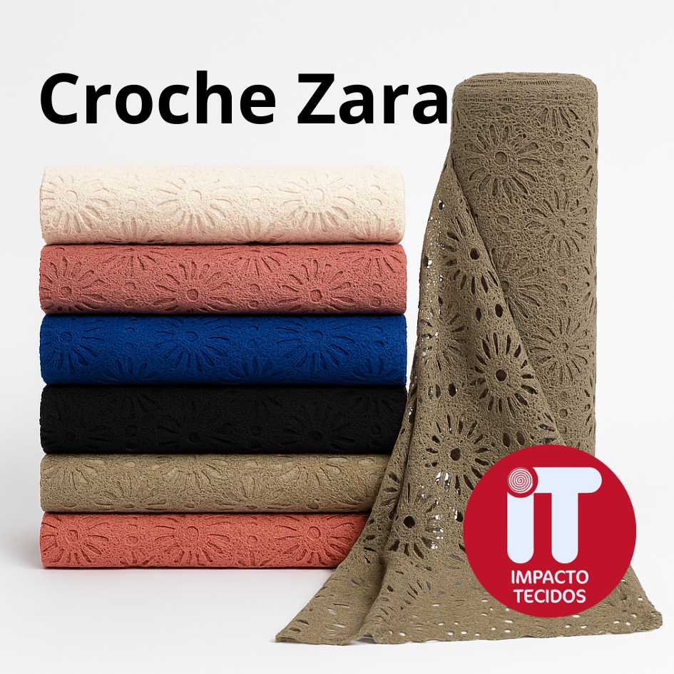 Tecido Crochê Zara Artesanal 1 metro x 1,30