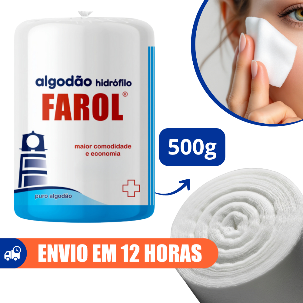 Algodão Hidrófilo Rolo Higiene Multiuso 500g Marca Farol