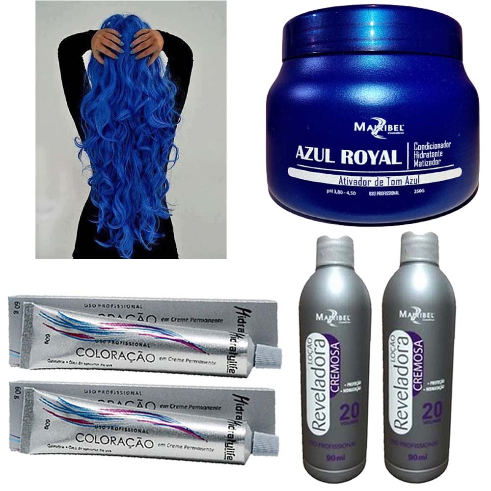 Kit Azul Royal 2 Tinta, 1 Masc 250g, 2 Ox Vol. 20 Mairibel