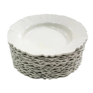 Kit 230 Prato Fundo com Borda Plástico Refeição Churrasco Festa Branco