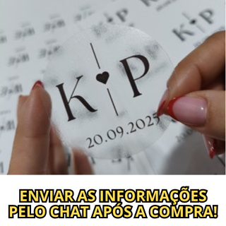 100 Adesivos Transparente Personalizado Casamento Iniciais Noivos, AdesivoCasamento, Noivado, Namoro em Oferta na Shopee