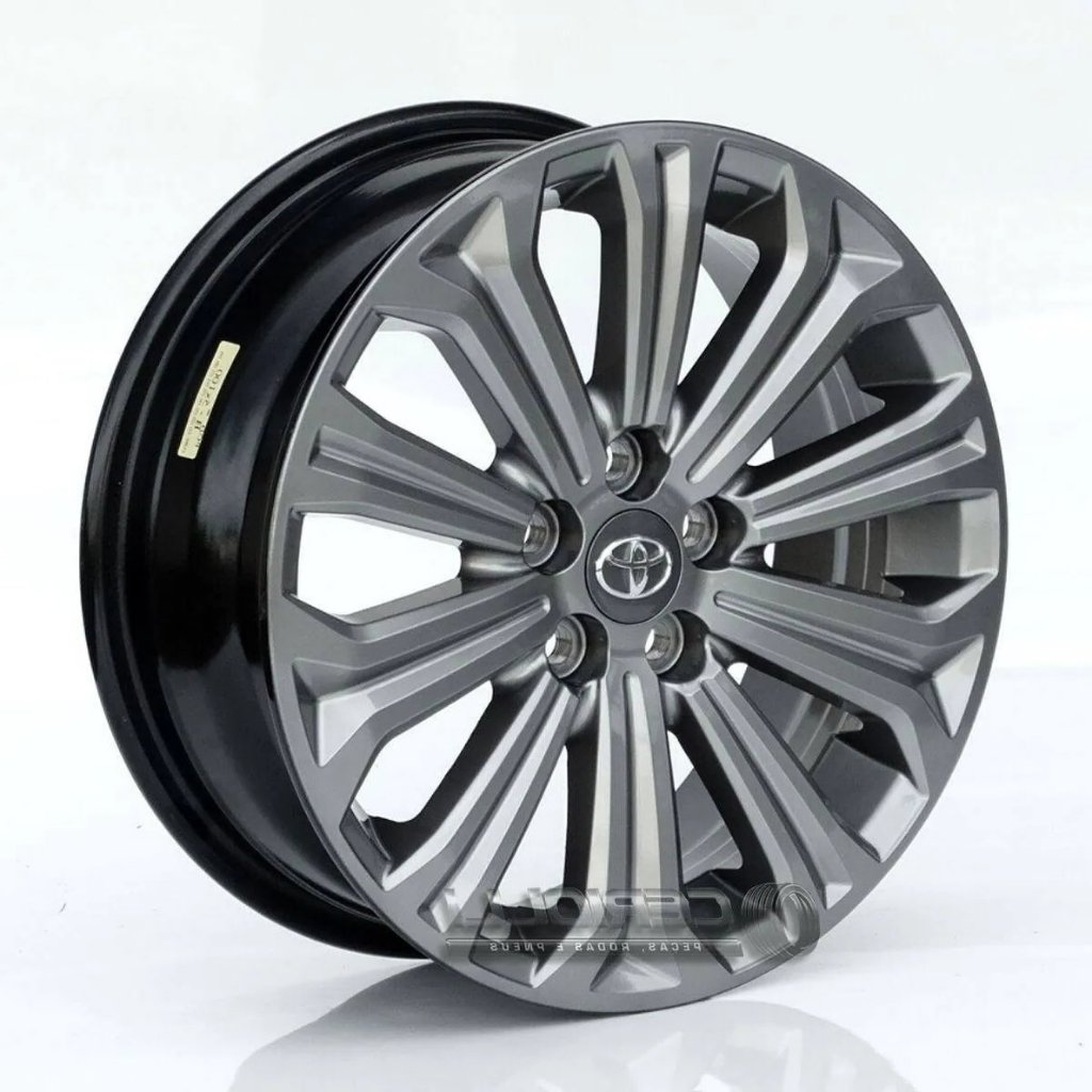 Kit 2 Rodas Aro 17 5x100 Toyota Corolla Krmai Cor Grafite Brilhante Bicos de Brinde S22