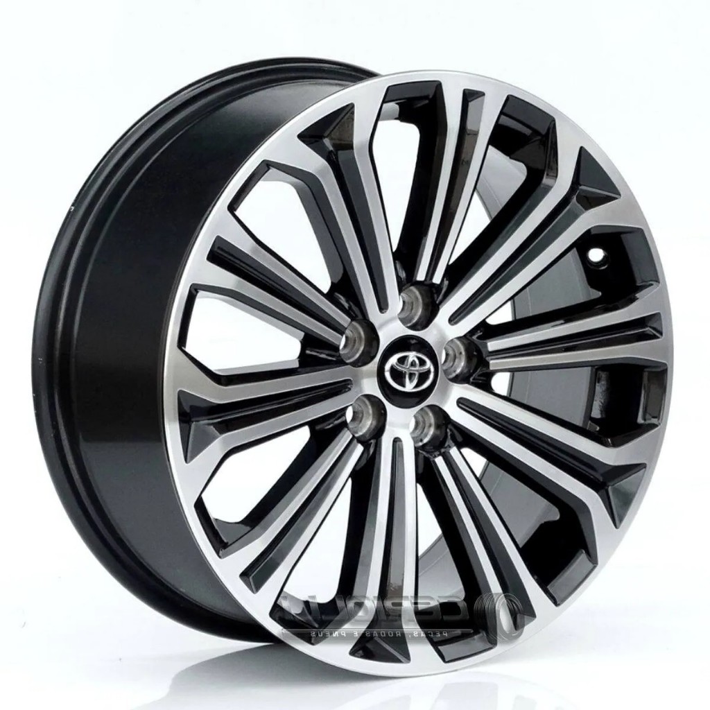 Kit 4 Rodas Aro 17 5x100 Toyota Corolla Krmai Cor Preta Diamante Bicos de Brinde S22