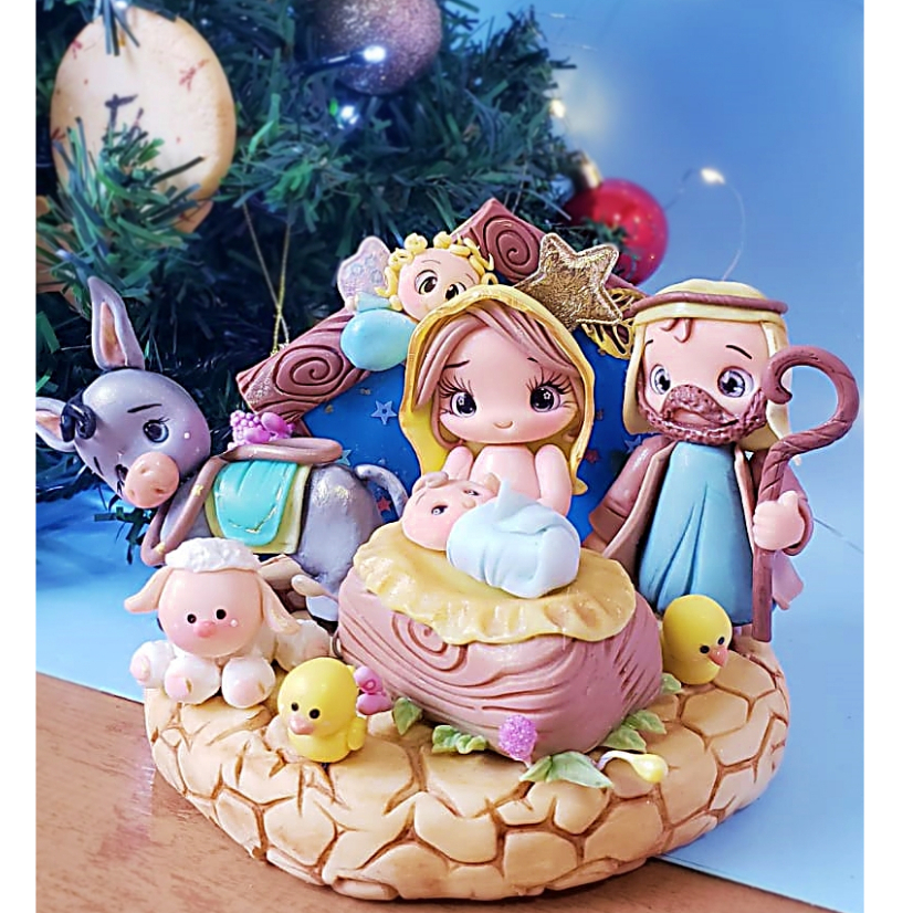 Presépio de biscuit enfeite natal presépio sagrada família presépio luxo detalhes