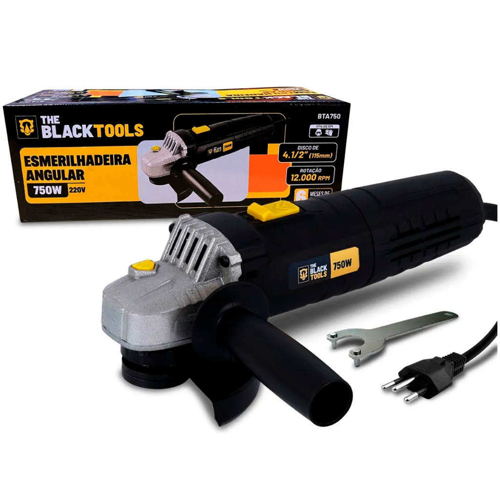 Esmerilhadeira Lixadeira Angular 750w 115mm 4.1/2 11000 RPM 110v ou 220v The Black Tools em Oferta na Shopee