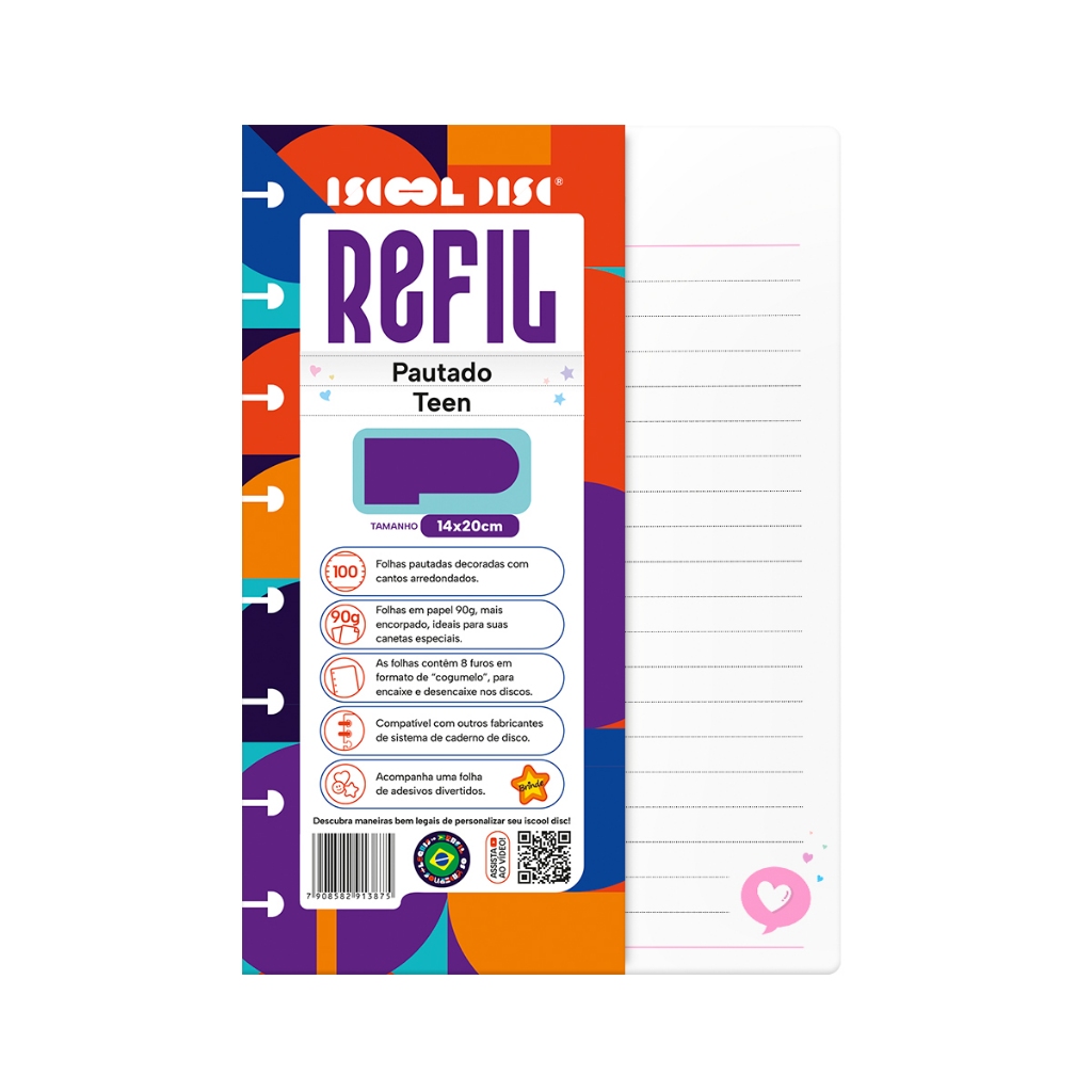 Refil Caderno De Disco Iscool Inteligente Pautado Teen Inteligente 90g 100 Folhas em Oferta na Shopee