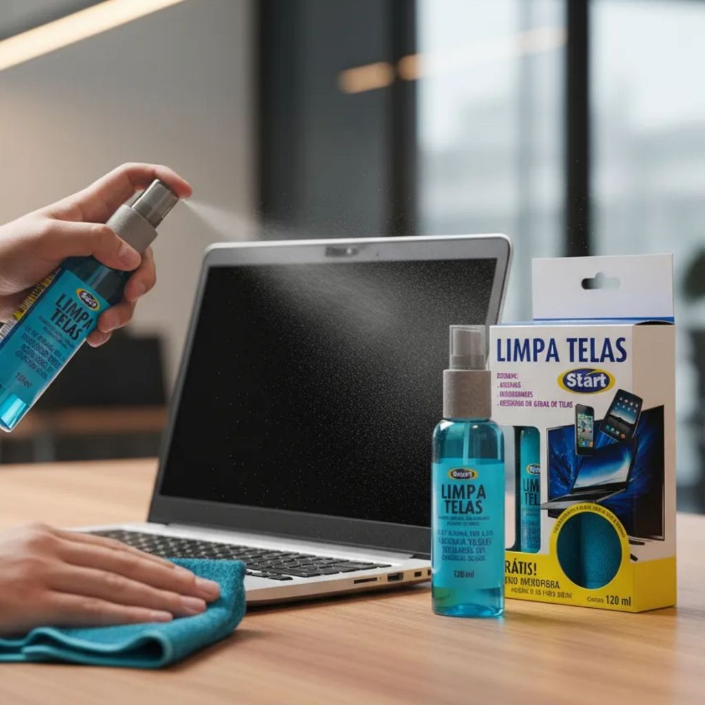 Limpador de Telas Start 120ml Para Smart TV, Notebook, Smartphone + Pano Microfibra