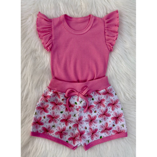 Conjunto com Cropped Manguinha FruFru Infantil de Menina em Oferta na Shopee