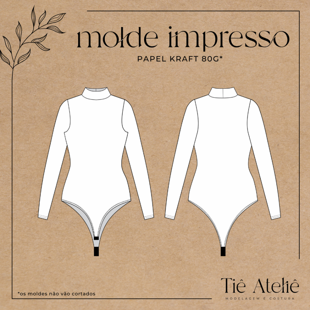 MOLDE EM PAPEL KRAFT DE BODY COM GOLA ALTA BORY PARA COSTURA MODELAGEM EM PAPEL KRAFT em Oferta na Shopee