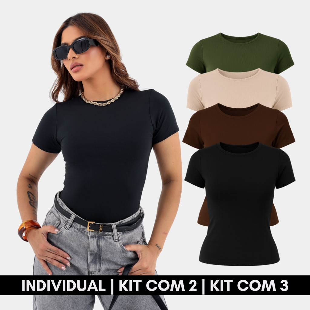 Blusa academia dia a dia básica suplex manguinha