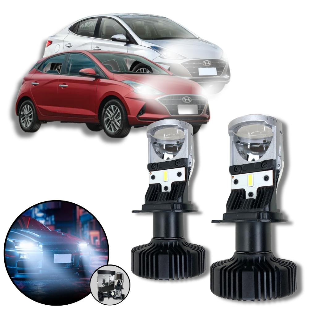 Mini Projetor Elíptico Farol Baixo Alto H4 Hyundai HB20 Versões sem projetor