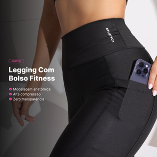 Calça Legging com Bolso Feminina Cintura Alta Academia Atletyca Fitness em Oferta na Shopee