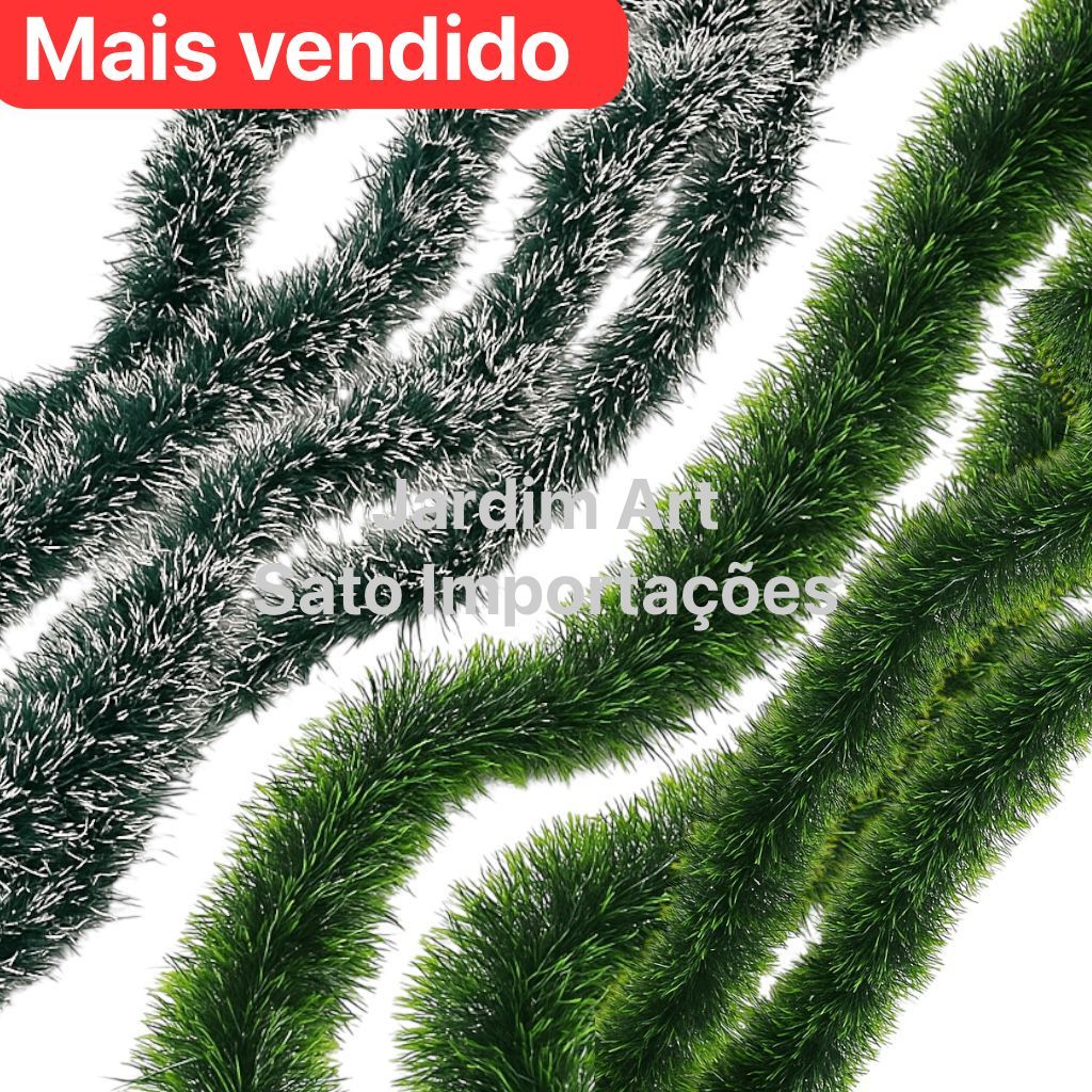 Festão Natalino Grosso Verde/Neve Pluma para Árvores até 20 Metros