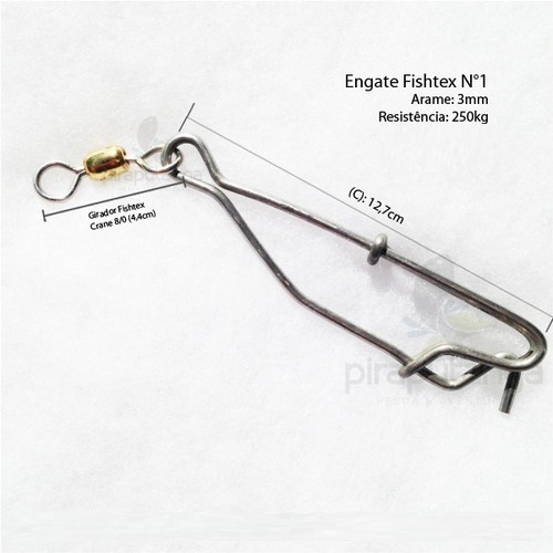 Engate Rápido com Girador Fishtex N°1 550lbs Long Line de barcos Snap Pesca