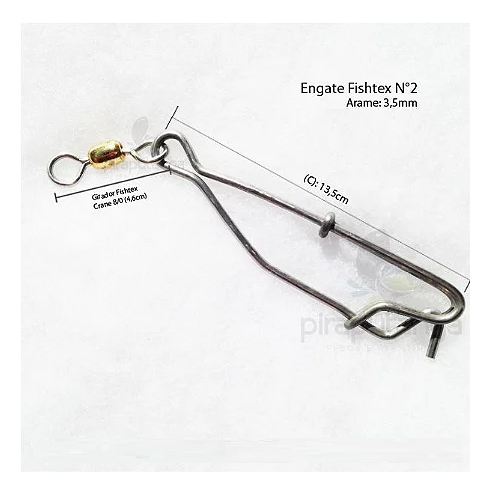 Engate Rápido com Girador Fishtex N°2 660lbs Long Line Snap Pesca