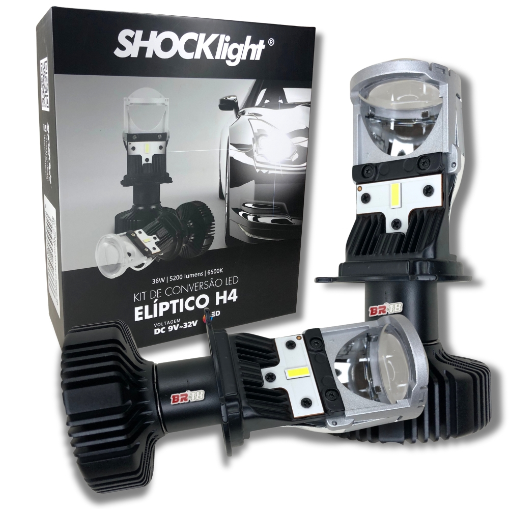Ultra Led H4 Mini Projetor Canhão Eliptico Shocklight 12v 24v 10.400lm 36W