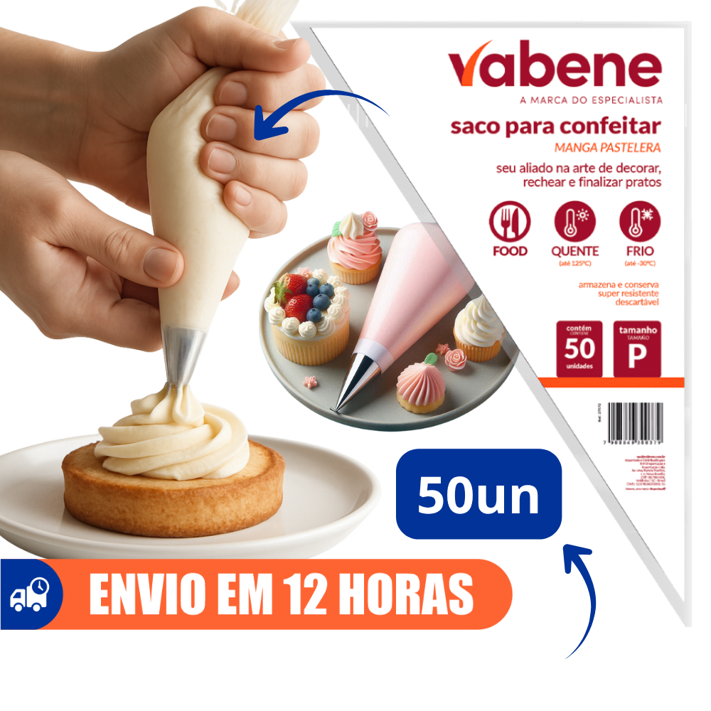 50un Saco de Confeiteiro Transparente P M G Vabene em Oferta na Shopee