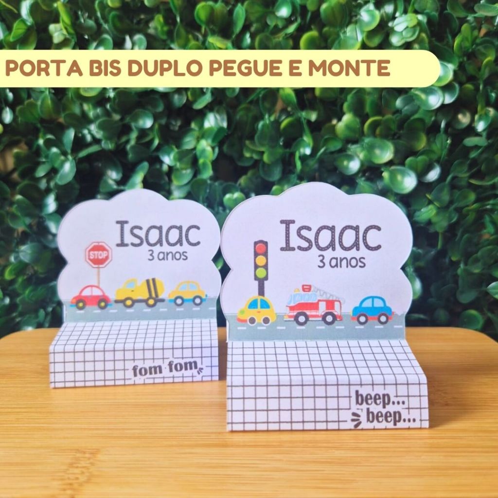 Porta Bis Duplo CARRINHOS | Lembrancinhas personalizadas | Mimos | Aniversário infantil | (PEGUE E MONTE)