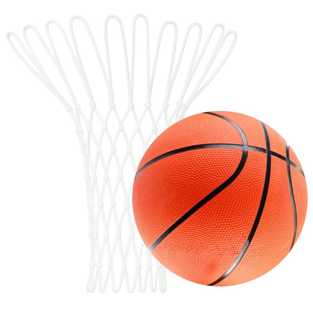 Kit Bola De Basquete Oficial E Rede 12 Alças Malha Grossa Fio 2mm Tamanho Oficial + Fixador