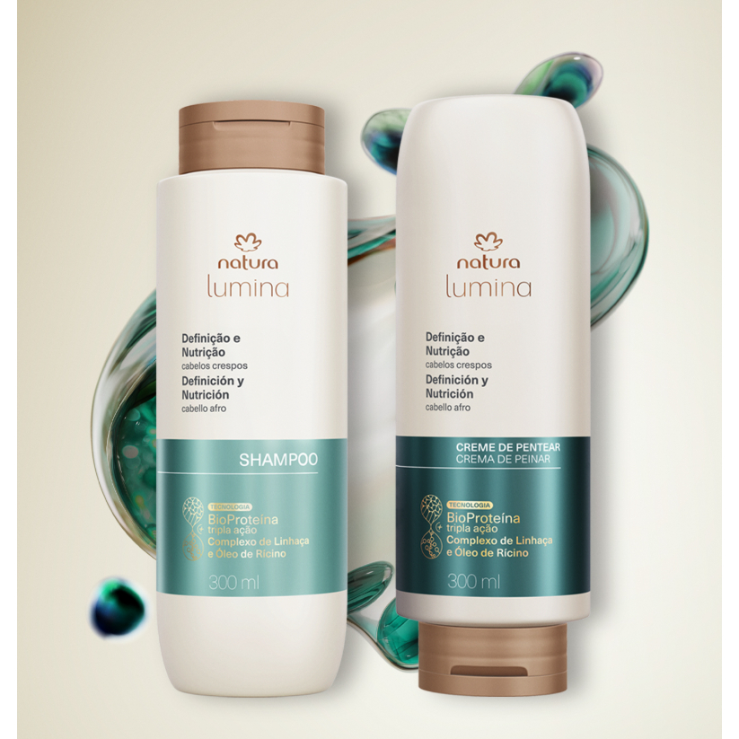 Kit Natura Shampoo e Creme de Pentear Definição e Nutrição para Cabelos Crespos Lumina
