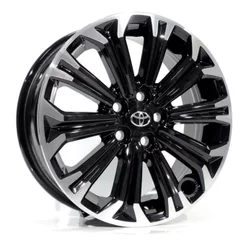 Kit 4 Rodas Aro 16 5x100 Toyota Corolla Krmai Cor Preta com Borda Diamante Bicos de Brinde S22