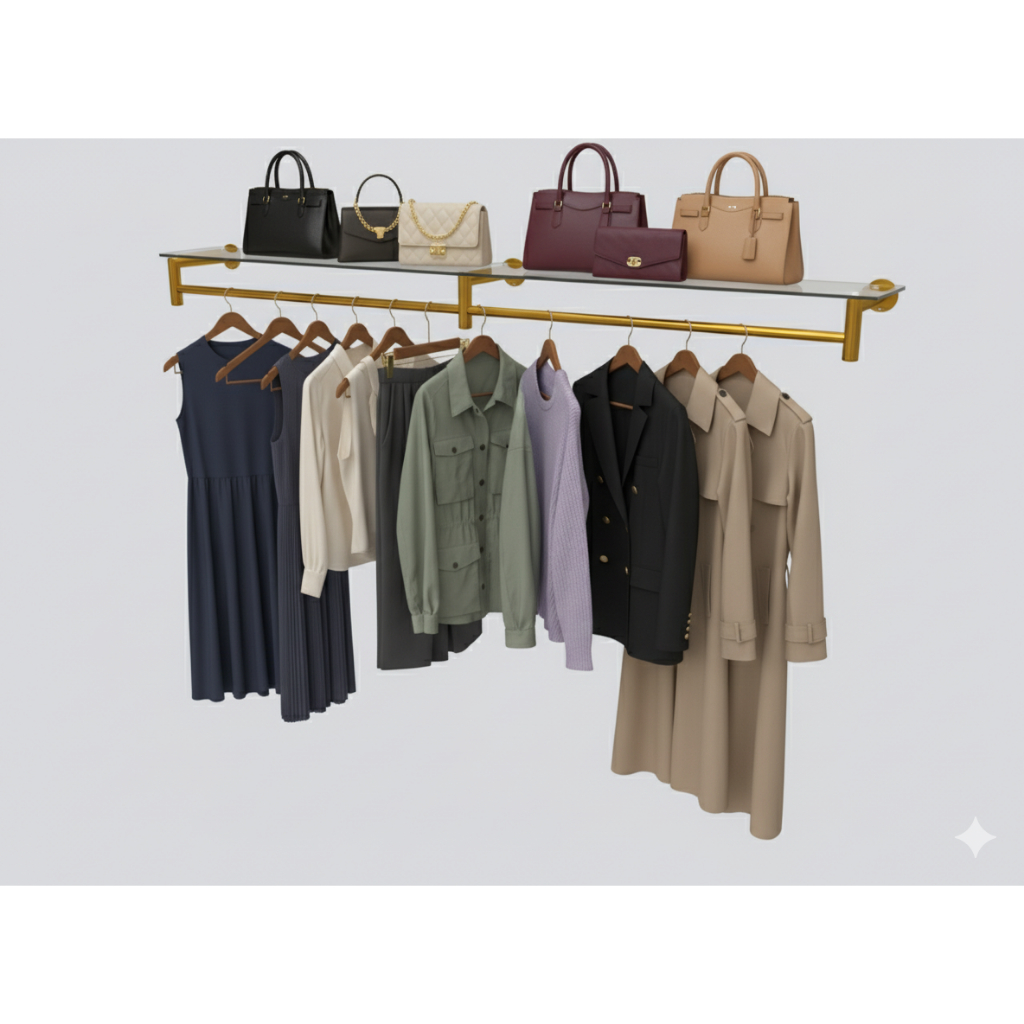 Arara para Roupas em L - 2.00m Dourada