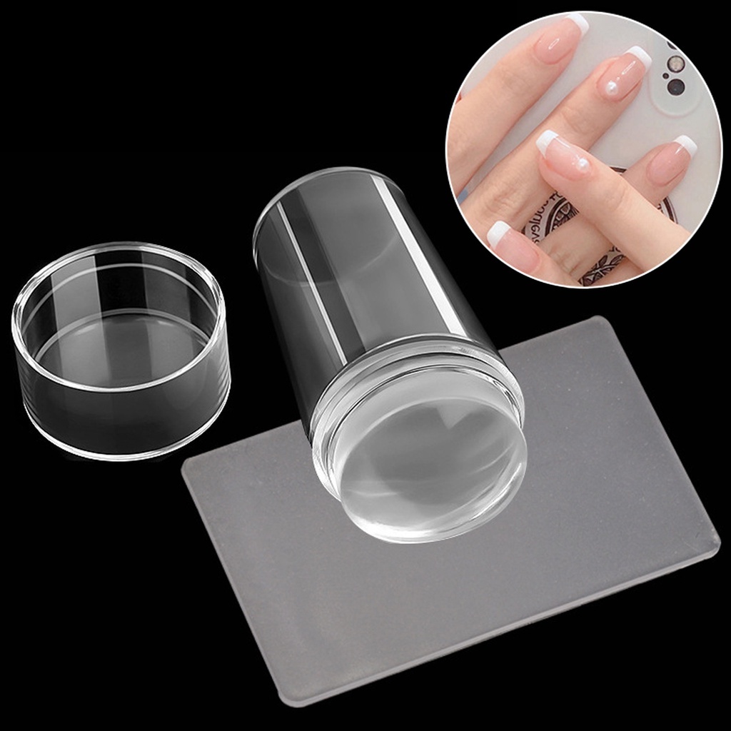 Carimbo De Unha Grande Silicone Transparente Nailart Para Francesinha em Oferta na Shopee