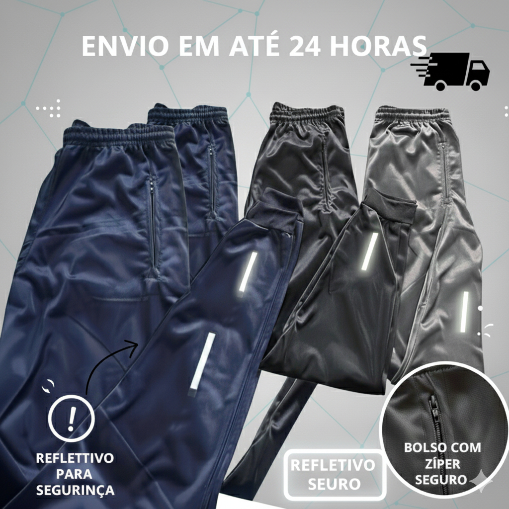 Kit 3 ou 1 Calça Jogger Unissex Refletiva Esportiva Para Academia, Corrida e Trabalho, bolsos laterais