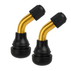 Válvula Bico Esportivo Pneu Moto 90 Graus Alumínio Dourado Par