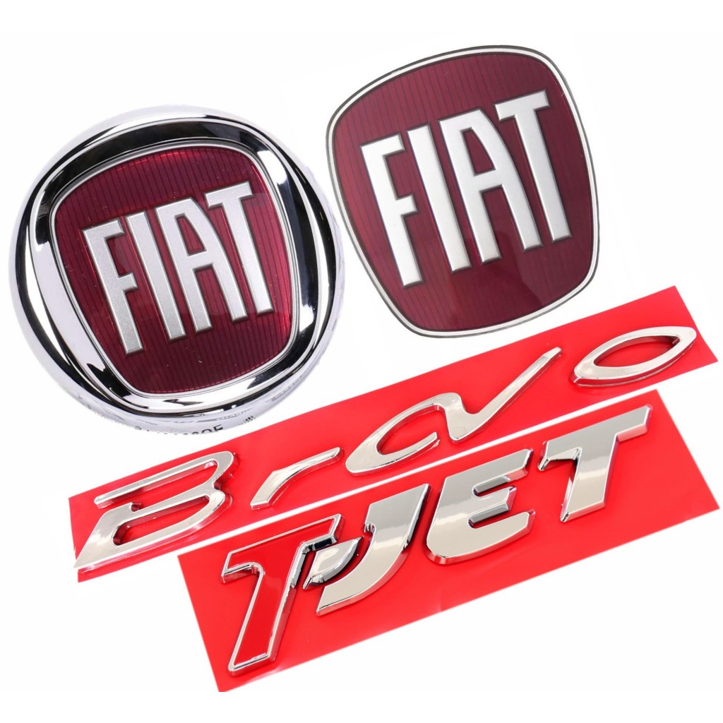 Kit 4 Emblemas Fiat Grade E Mala Bravo T-jet Cromado 2011 A 2016