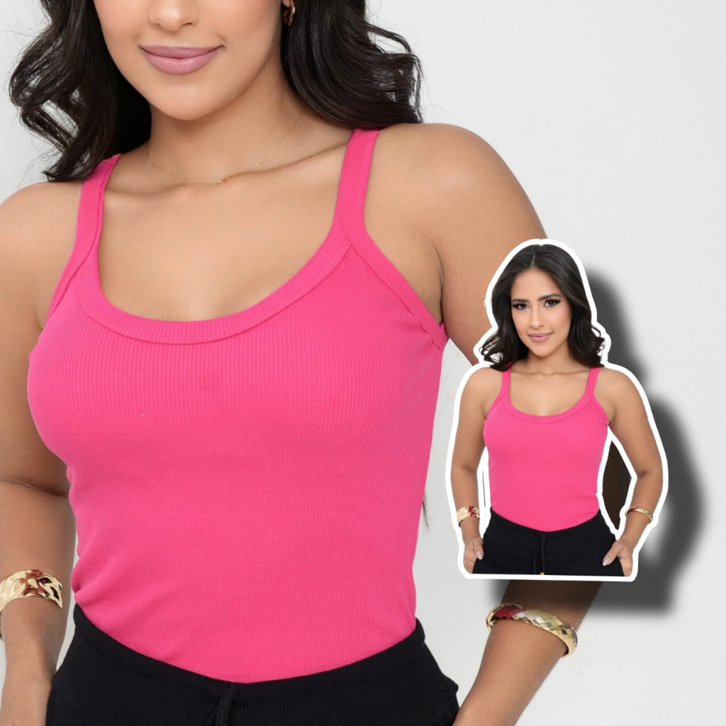 Regata Básica Alça Feminina Canelada Algodão Premium Americana Blusa Promoção em Oferta na Shopee