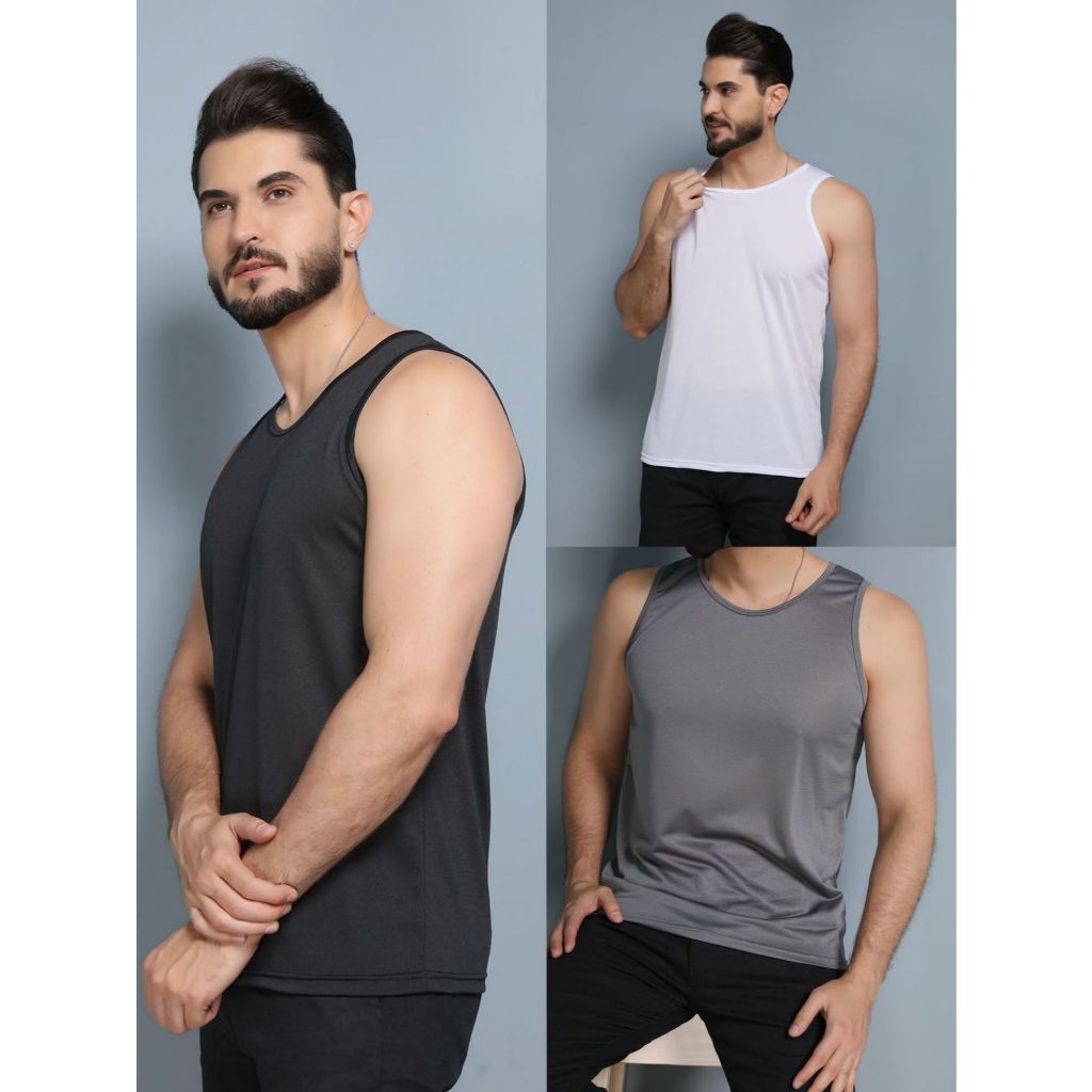 Regata Branco Masculina Dryfit Camisa Sem Manga Academia Slim Fit Treino