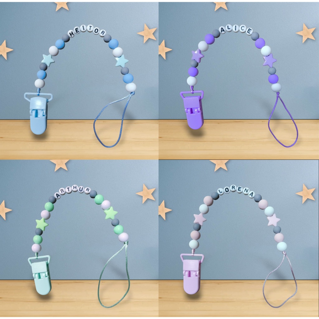 Prendedor de Chupeta Personalizado com nome Bebê menina menino unissex serve mam nuk buba avent Prendedor de Chupeta Personalizado com nome Bebê menina menino unissex serve mam nuk buba avent