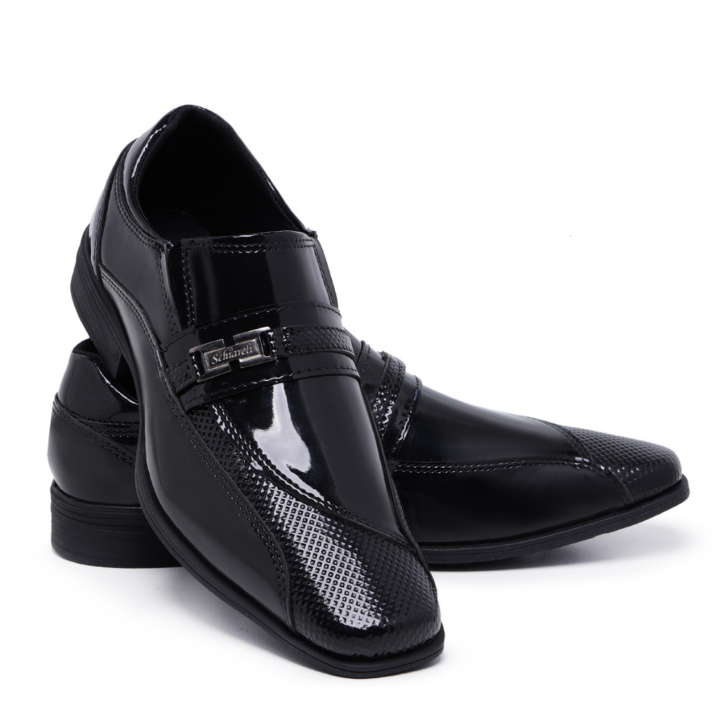 Sapato Social Masculino 835 Promoção Verniz Brilho Moderno Casamento Estilo Italiano Bico Quadrado