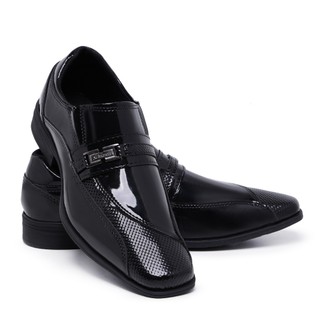 Sapato Social Masculino 835 Promoção Verniz Brilho Moderno Casamento Estilo Italiano Bico Quadrado