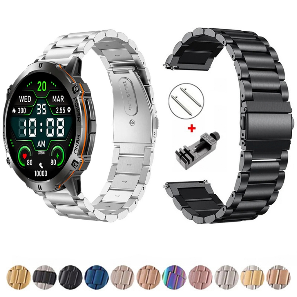 Pulseira de 22mm Metal Elos de aço inox para Smartwatch Carbon One Max 1.73 de Engate Rapido