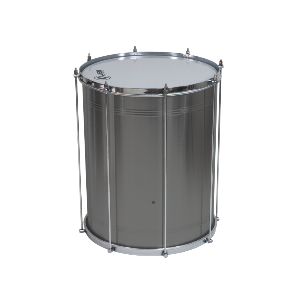 Surdo Luen 60x16 Alumínio Natural 8 Afinações Aro Bola Cromado Pele Leitosa Percussão Brasil 20121