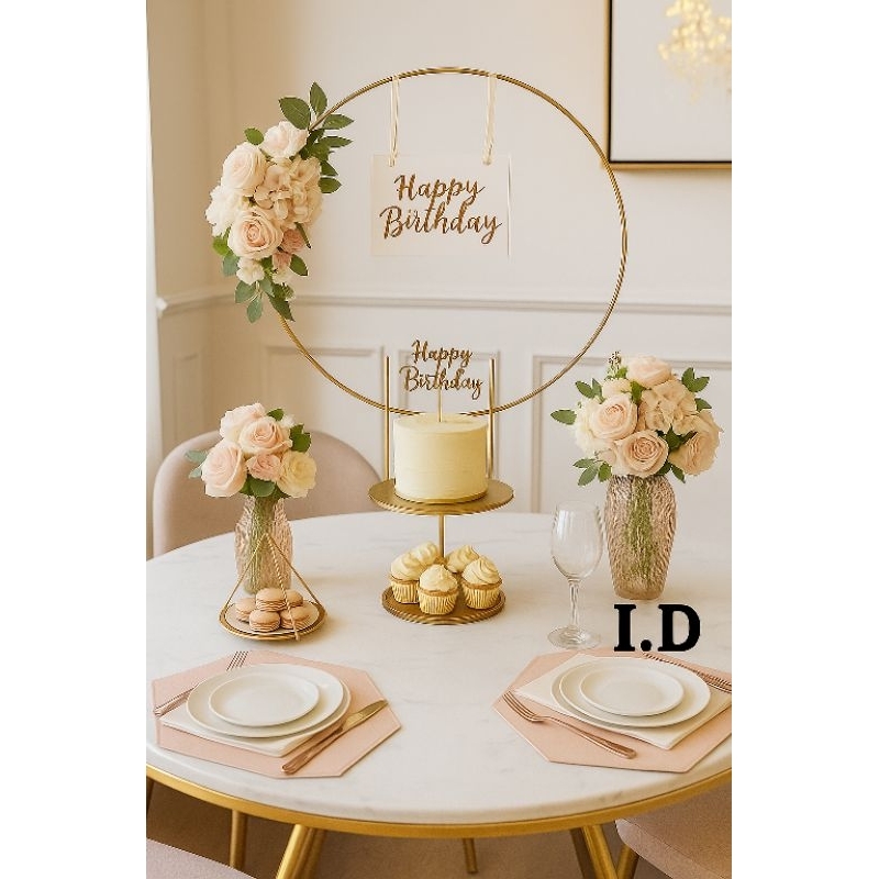 Mini Arco De Mesa Redondo 50x50 Dourado Decoração De Festas Aniversários Casamentos
