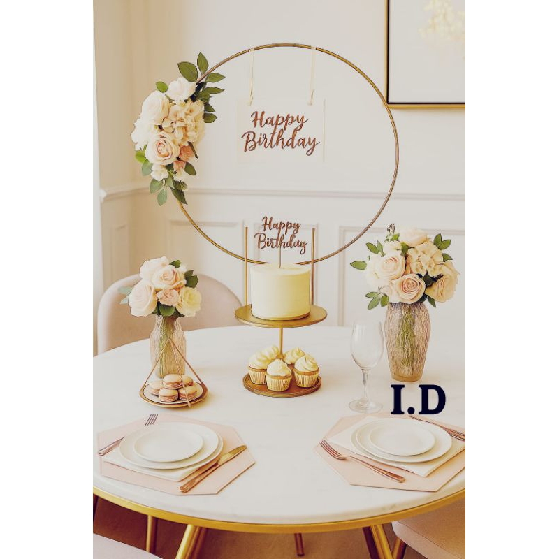 Mini Arco de Mesa  Redondo Dourado 50cm Decoração enfeites de Festa e Aniversários