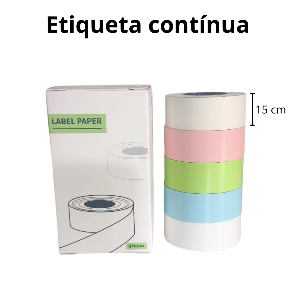 5 Bobinas Térmica Continua Adesiva 15mm Mini Impressora Térmica multe color em Oferta na Shopee